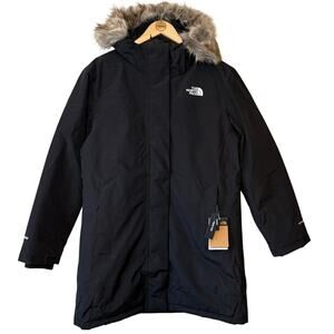 The North Face Arctic Parka 550 Down Knee Length Faux Fur Trim Black Women’s XL